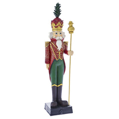 Decoratiune Craciun , Figurina din Rasina Soldat pe suport, verde cu visiniu, 27cm