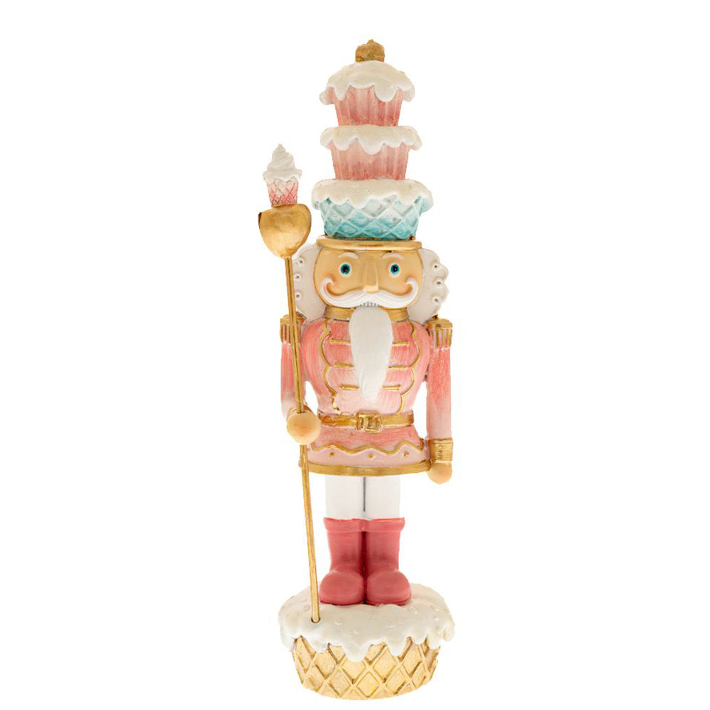 Decoratiune Craciun , Figurina din Rasina Soldat pe suport, Candy Bar, roz sau albastru, 23,5 cm