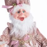 Decoratiune Craciun, Spiridus Elf din catifea roz, Inaltime: 40cm - imagine 2