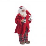 Decoratiune Craciun, Mos Craciun in pijamale, rasina, rosu, 28cm - imagine 3