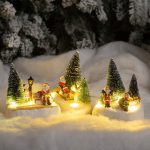 Decoratiune Craciun Mos Craciun cu braduti si LED-uri, 13 cm - imagine 2