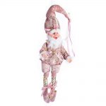 Decoratiune Craciun, Spiridus Elf din catifea roz, Inaltime: 40cm