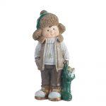 Decoratiune Craciun, Copil cu brad sau sac de cadouri, maro cu verde,  31 cm - imagine 5