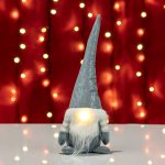 Decoratiune Craciun, Gnom cu LED, Albastru, 36cm - imagine 2