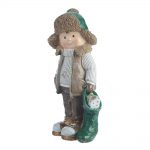 Decoratiune Craciun, Copil cu brad sau sac de cadouri, maro cu verde,  31 cm - imagine 3