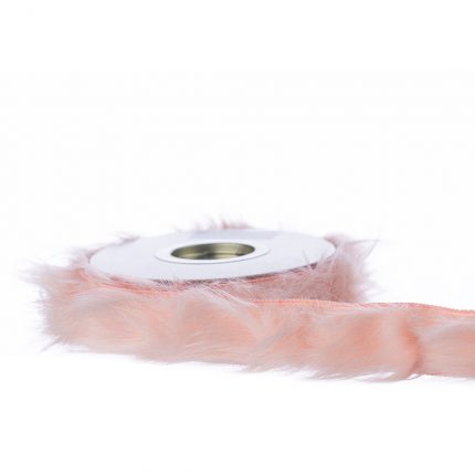 Decoratiuni de Craciun, Panglica decorativa cu puf, roz, 4.3cm * 4.5m