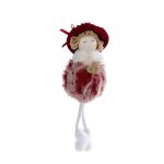 Decoratiune Craciun, Papusa cu palarie, visinie, 18cm - imagine 2