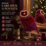 Decoratiune Craciun, Bufnita, 23 cm, Rosie - imagine 3
