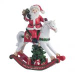 Decoratiune Craciun Mos Craciun pe balansoar din rasina, cu LED, 18 cm - imagine 4