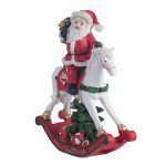 Decoratiune Craciun Mos Craciun pe balansoar din rasina, cu LED, 18 cm - imagine 3