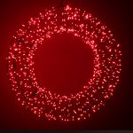 Decoratiune Craciun, Instalatie electrica in forma de coronita cu rama, 38cm diametru, 720 LED-uri, lumina rosie