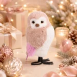 Decoratiune Craciun, Bufnita, 29 cm, Alba si roz - imagine 2
