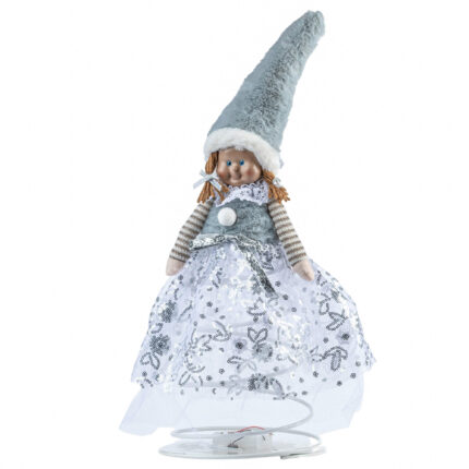 Decoratiune craciun inger alb cu albastru, 45cm