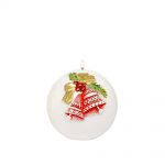 Lumanari de Craciun, Lumanare Christmas Bell, forma sferica, alb și roșu, 10 cm diametru
