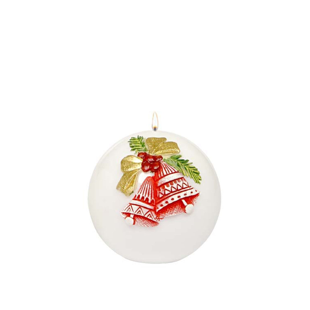 2137-1copy.jpg Lumanari de Craciun, Lumanare Christmas Bell, forma sferica, alb și roșu, 10 cm diametru - imagine 1