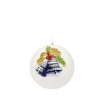 Lumanari de Craciun, Lumanare Christmas Bell, forma sferica, alb și albastru, 10 cm diametru