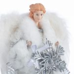 Decoratiune Craciun, Varf de brad Ingeras, alb, 30cm - imagine 5