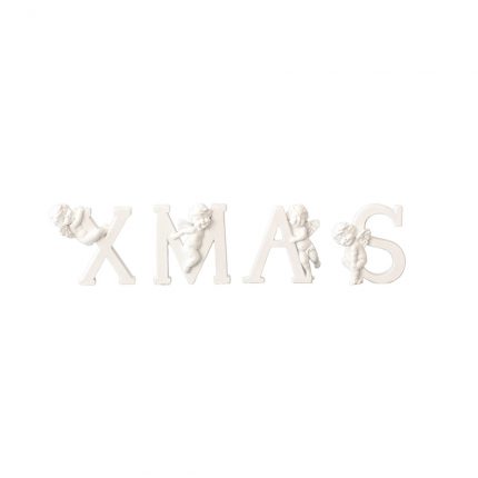 Decoratiune Craciun, Litere XMAS cu ingerasi, alb