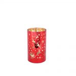 Decoratiune Craciun, Suport de lumanare din sticla, rosu, 9*16 cm