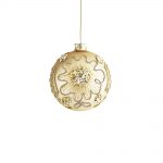 Decoratiune Craciun, Set 4 globuri din sticla, aurii cu perlute, 10 cm