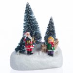 Decoratiune Craciun Mos Craciun cu braduti si LED-uri, 13 cm - imagine 5