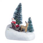 Decoratiune Craciun Mos Craciun cu braduti si LED-uri, 13 cm - imagine 3