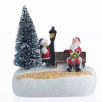 Decoratiune Craciun Mos Craciun cu braduti si LED-uri, 13 cm - imagine 4