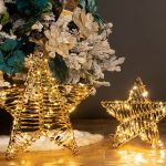 Decoratiune Craciun, Instalatie electrica in forma de stea, 60cm, 60 LED-uri