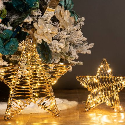 Decoratiune Craciun, Instalatie electrica in forma de stea, 60cm, 60 LED-uri