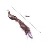 Decoratiune Craciun, Pasare Paun cu strasuri si pene naturale, Roz, 30 cm - imagine 3