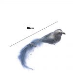 Decorațiune Craciun, Pasare cu pene naturale si perle, argintiu, 16 cm - imagine 2