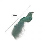 Decoratiune Craciun, Pasare cu glitter si pene naturale, verde menta, 16cm - imagine 2