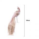 Decoratiune Craciun,Paun cu pene naturale si catifea cu strasuri, Roz, 40 cm - imagine 2