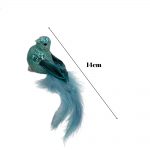Decoratiune Craciun, Pasare cu glitter si pene naturale, verde menta, 14cm - imagine 2