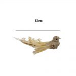 Decoratiune Craciun, Pasare cu glitter si pene naturale, auriu, 15cm - imagine 2