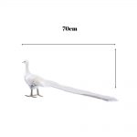Decoratiune Craciun, Pasare, Paun cu pene naturale si strasuri, Alb, 70cm - imagine 2