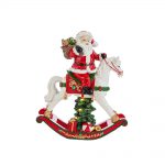 Decoratiune Craciun Mos Craciun pe balansoar din rasina, cu LED, 18 cm - imagine 2