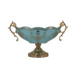 Fructiera auriu cu albastru, manere din metal, 41cm