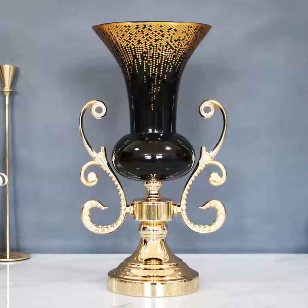5.jpg Vaza negra cu auriu, 39cm - imagine 1