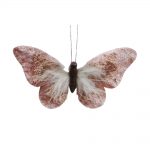 Decoratiune Craciun, Fluture cu aripi din catifea si puf, roz, 20cm