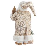 Decoratiune Craciun, Mos Craciun, catifea si blanita, coniac cu auriu, 30 cm - imagine 10