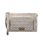 Geanta crossbody material textil si piele ecologica maro