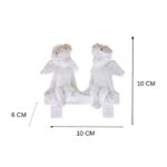 Figurina doi ingerasi pe banca, Alb, 10cm - imagine 2