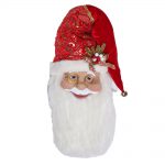 Decoratiune Craciun, pentru usa, Mos Craciun, Catifea, Rosu, 85 cm