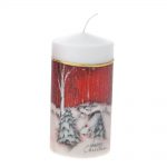 Decoratiune Craciun, Lumanare "Merry Christmas", 14cm