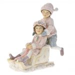 Decoratiune Craciun din Rasina, Copii pe sanie, 16cm