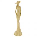 Statueta femeie cu palarie, Auriu, 30cm