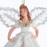 Decoratiune Craciun, Zana de agatat in brad, alba, 15 cm - imagine 4