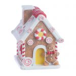 Decoratiune Craciun din rasina, casuta din prajituri, multicolora, 14cm