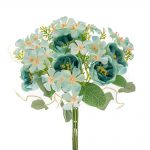 Buchet de hortensii cu bujori, Albastru, 32cm